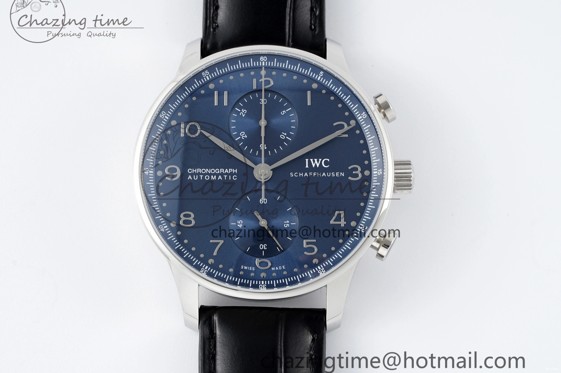 MIROTIME 0408 Portuguese Chrono IW3716 RSF 1:1 Best Edition Blue Dial on Black Leather Strap A RelaxedFit 7045